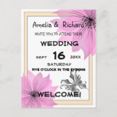 リラ結婚の花エレガント花性ピンクの花i インビテーションポストカード (正面)