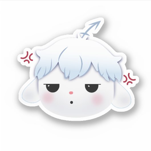 リリの怒ったかわいいステッカー シール (正面)