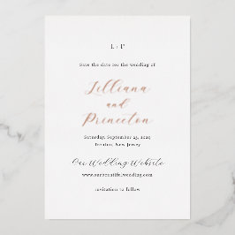 リリアエレガントナモダン結婚式の日付を保存 箔招待状