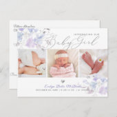 リリアックダスティブルーウォーター色の花、女の子の誕生 ポストカード (正面/裏面)