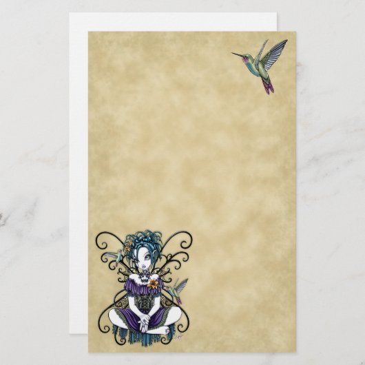 "リリアン"のゴシック様式ハチドリの妖精の芸術の文房具 便箋 (正面/裏面)