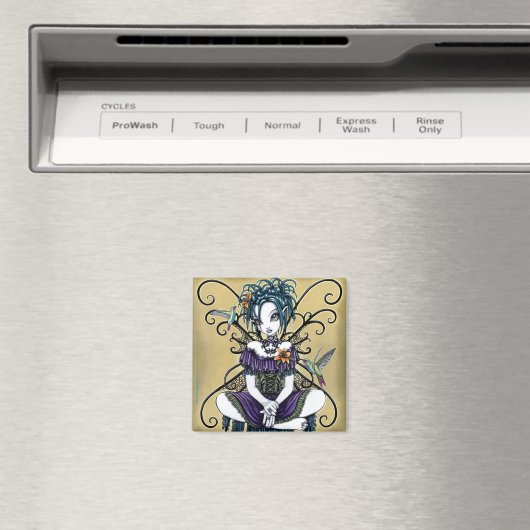 「リリアン」ゴシック様式のハミングバード妖精アートマグネット マグネット (インサイチュ (食洗機))