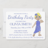 リリカルモダンダンサー パープルダンス バースデーパーティー 招待状 (正面)