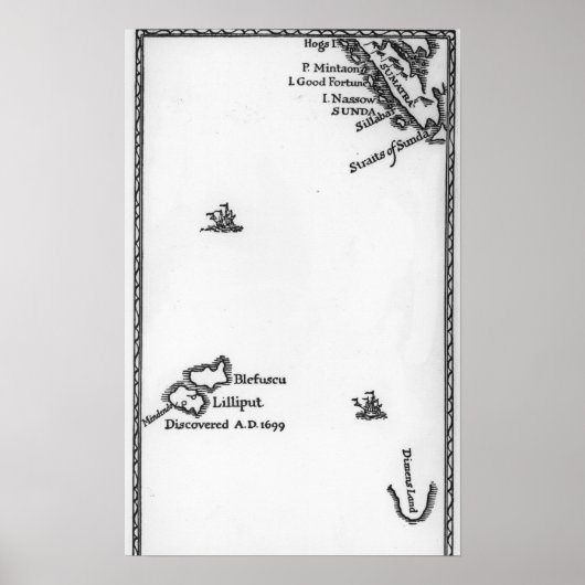 リリパットとブルフュスの地図 ポスター (正面)