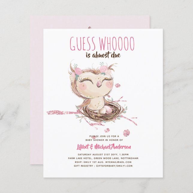 リリベットフクロウ赤ちゃんガールシャワー (正面/裏面)