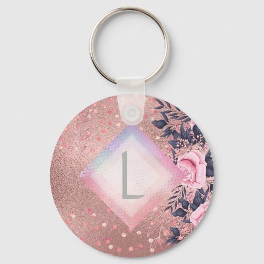 リリベットモノグラムロセゴールドフローラフィットプリンセス キーホルダー (正面)