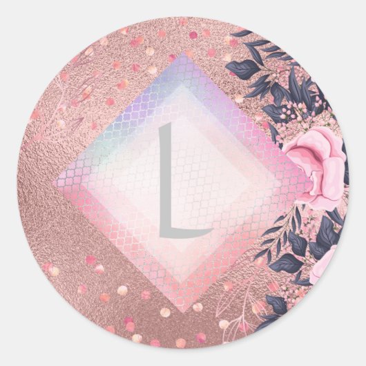 リリベットモノグラムロセゴールドフローラフィットプリンセス ラウンドシール (正面)