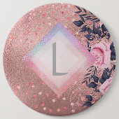 リリベットモノグラムロセゴールドフローラフィットプリンセス 缶バッジ (正面)