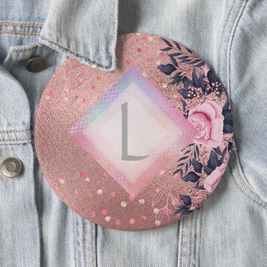 リリベットモノグラムロセゴールドフローラフィットプリンセス 缶バッジ (インサイチュ)