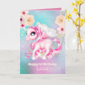 リリベット1stバースデーカード – プリンセスユニコーン カード (黄色い花)