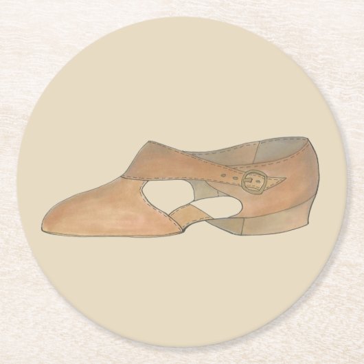 リリリックタンモダンダンス先生シューズプリント ラウンドペーパーコースター (正面)