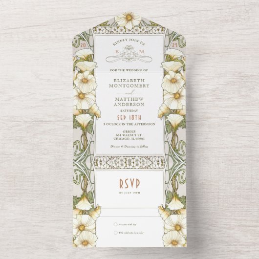 リリヴィンテージウェディングオールインワン招待状ミュシャ オールインワン招待状 (内側)