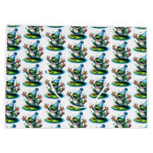 リリーおもしろいパッド上の踊りカエル誕生日 ラージペーパーバッグ (裏面)