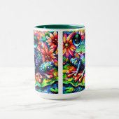 リリーお洒落カラフルパッド上のフローラカエル マグカップ (中央)