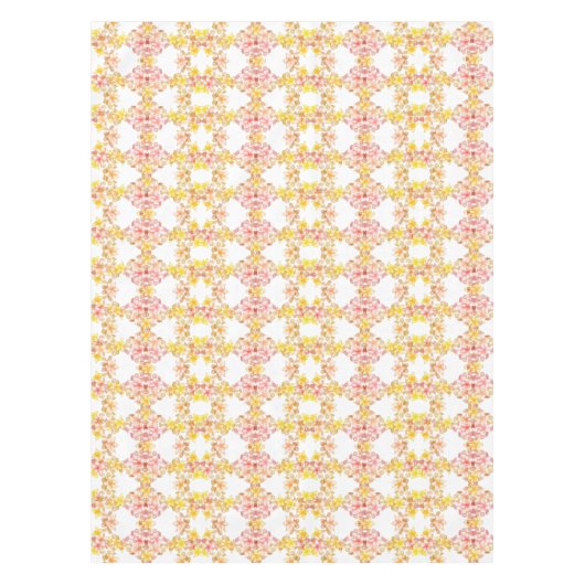 リリーかわいらしフローラパステルピンクイエロー テーブルクロス (正面)