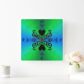 リリーとハートオンレインボー スクエア壁時計 (ホーム)