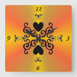 リリーとハートオンレインボー スクエア壁時計