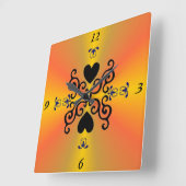 リリーとハートオンレインボー スクエア壁時計 (傾斜)