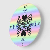 リリーとハートオンレインボー ラージ壁時計 (傾斜)