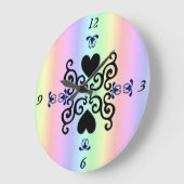 リリーとハートオンレインボー ラージ壁時計 (傾斜)