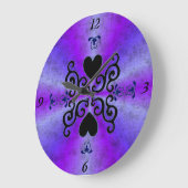 リリーとハートオンレインボー ラージ壁時計 (傾斜)