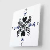 リリーとハート スクエア壁時計 (傾斜)