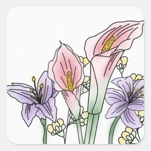 リリーのステッカー スクエアシール (正面)