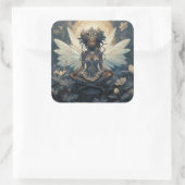 リリーのパッドに座っている黒い妖精 スクエアシール (バッグ)