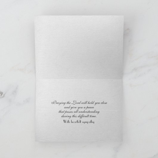 リリーのパッドを持つ宗教的な悔やみや弔慰の白いスイレン カード (内部)