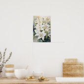 リリーの抱擁 – 水彩の花 – フローラアート ポスター (キッチン)