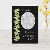 リリーの母の日フォトカード、ブラック：おばあちゃんへ カード (黄色い花)