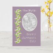 リリーの母の日フォトカード、モーブ：私たちみんなから カード (黄色い花)