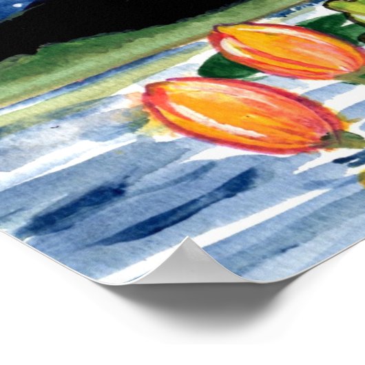 リリーの池でカエル月のポスター海軍を見る ポスター (角)