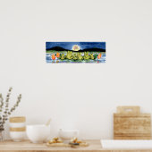 リリーの池でカエル月のポスター海軍を見る ポスター (キッチン)