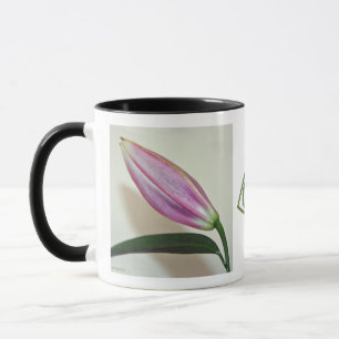 リリーの芽と黒の柄と内側を持つセラミックマグカップ マグカップ