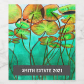 リリーは緑の水の色のアートワインラベルをパッド ワインラベル (シングルラベル)