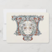 リリーエレガントアールヌーボー結婚ズアイボリーレッド 招待状 (裏面)