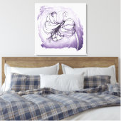 リリーエレガントフラワーパープル&ホワイトフローラスケッチ キャンバスプリント (インサイチュ (寝室))