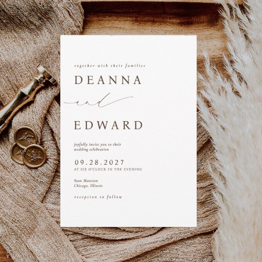 リリーエレガントブラウン結婚式招待状 招待状