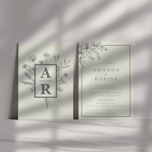 リリーエレガントラインアート結婚式招待状 招待状