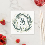 リリーオブザバレーイニシャルフローラリース スタンダードカクテルナプキン (インサイチュ)