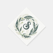 リリーオブザバレーイニシャルフローラリース スタンダードカクテルナプキン (角)