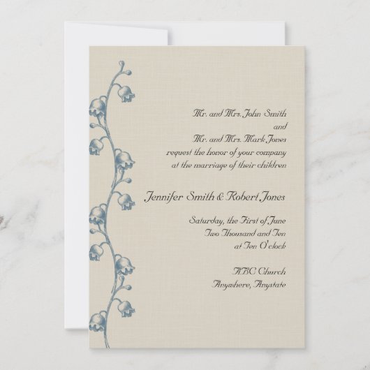 リリーオブザバレーオンベージュ色結婚式招待状 招待状 (正面)