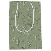 リリーオブザバレーグリーンヴィンテージ ミディアムペーパーバッグ (正面)