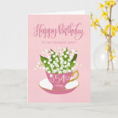 リリーオブザバレーティーカップ54th誕生日叔母 カード (黄色い花)