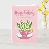 リリーオブザバレーティーカップ74th誕生日叔母 カード (黄色い花)