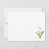 リリーオブザバレーハンド図解入りの、写真付きの春フローラ ノートカード (裏面)