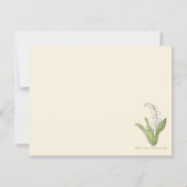 リリーオブザバレーハンド図解入りの、写真付きの春フローラ ノートカード (裏面)