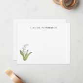 リリーオブザバレーハンド図解入りの、写真付きの春フローラ ノートカード (正面/裏面インサイチュ)