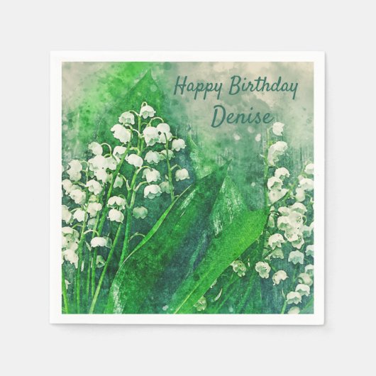 リリーオブザバレーパーソナライズされたパーティーナプキンス スタンダードカクテルナプキン (正面)